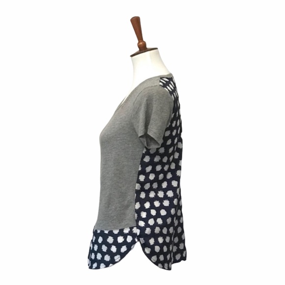 J. Crew Gray + Navy Polka Dot Swing Top | Size XS - Picture 2 of 5